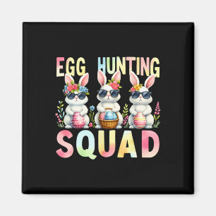 Aimant Équipe de chasse aux œufs Jour de Pâques Lapin Cha
