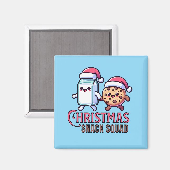 Aimant Équipe de collations de Noël Lait et Biscuit  (Recto/Verso)