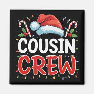 Aimant Équipe de cousin de Noël Chapeau de Père Noël