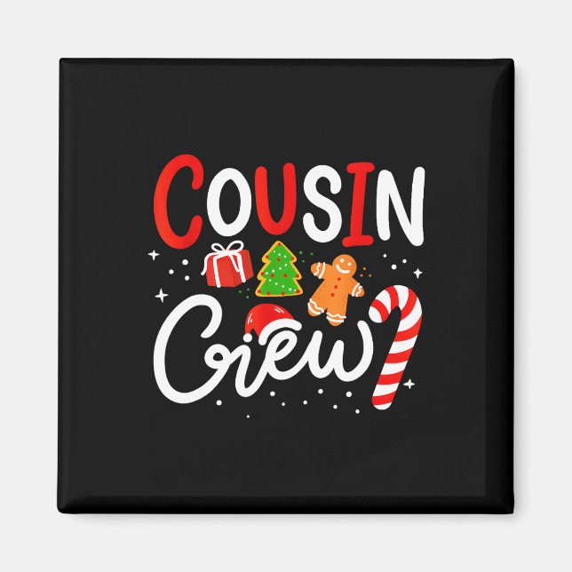 Aimant Équipe de cousin de Noël Chapeau de Père Noël drôl (Devant)