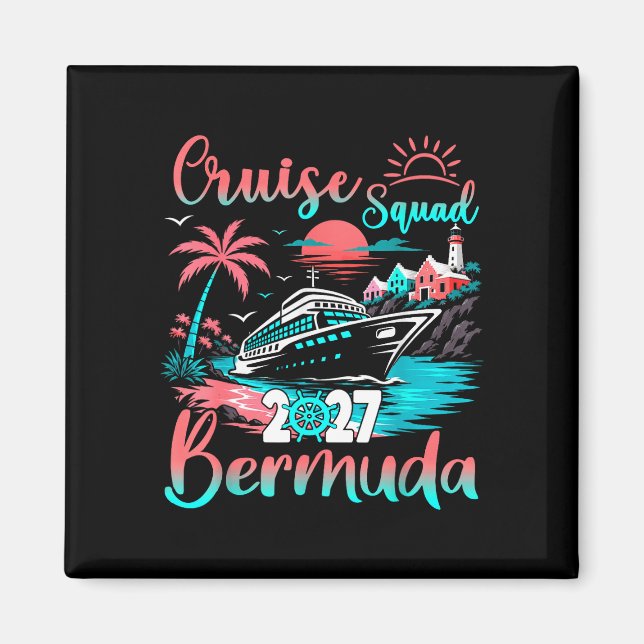Aimant Équipe de croisière bermuda 2027 vacances tropical (Devant)