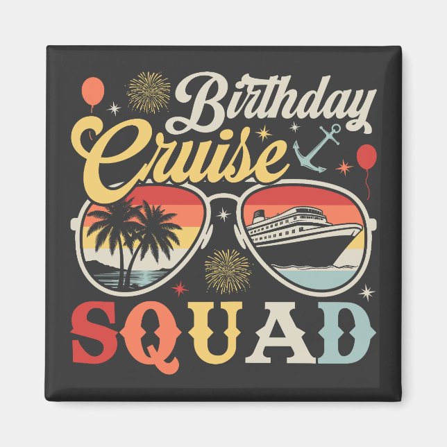 Aimant Équipe de croisière d'anniversaire Groupe Familial (Devant)