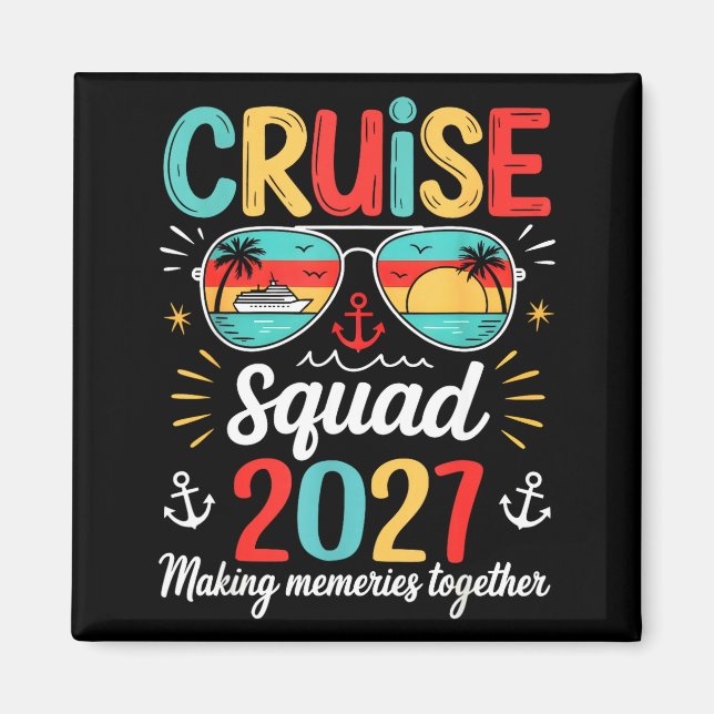 Aimant Équipe de croisière vintage 2027 ensemble vacances (Devant)