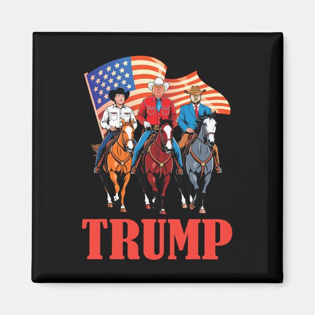 Aimant Équipe de drapeau américain Us Trump cow-boy à che (Devant)