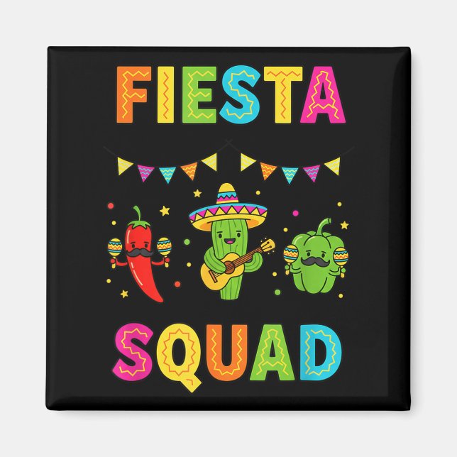 Aimant Équipe de fiesta cactus mignon piment poivron enfa (Devant)