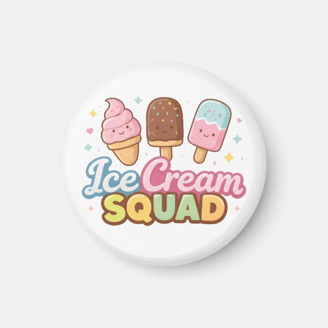 Aimant Équipe de glace Dessin animé mignon Sucette glacée (Devant)