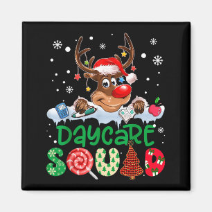 Aimant Équipe de la garderie au chapeau de Santa en forme