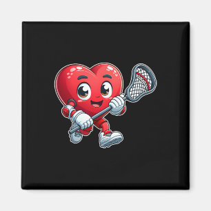 Aimant Équipe de Lacrosse Cœur de la Saint-Valentin Joueu
