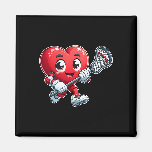 Aimant Équipe de Lacrosse Cœur de la Saint-Valentin Joueu (Devant)