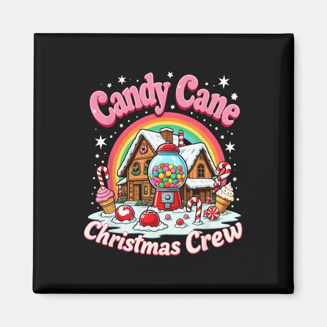 Aimant Équipe de Noël Candy Cane House Sécurité Bonbons (Devant)