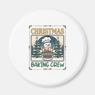 Aimant Équipe de pâtisserie de Noël Bonhomme de neige Che