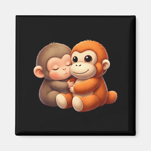 Aimant Équipe de punch de singe bébé Punch de mignon sing (Devant)