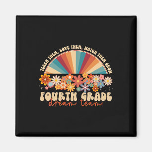 Aimant Équipe de rêve de 4e année Groovy Rainbow Ck T-shi