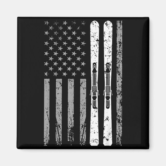 Aimant Équipe de ski alpin 4 juillet drapeau américain US (Devant)