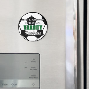 Aimant Équipe de soccer universitaire verte personnalisée