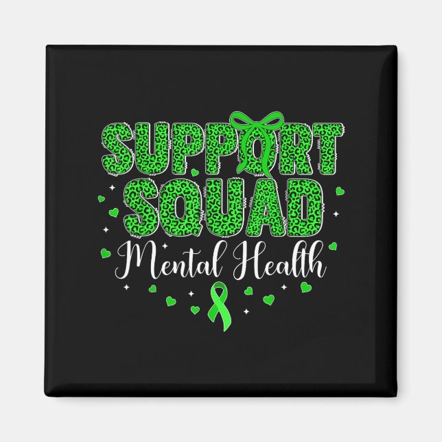 Aimant Équipe de soutien femmes léopard vert santé mental (Devant)