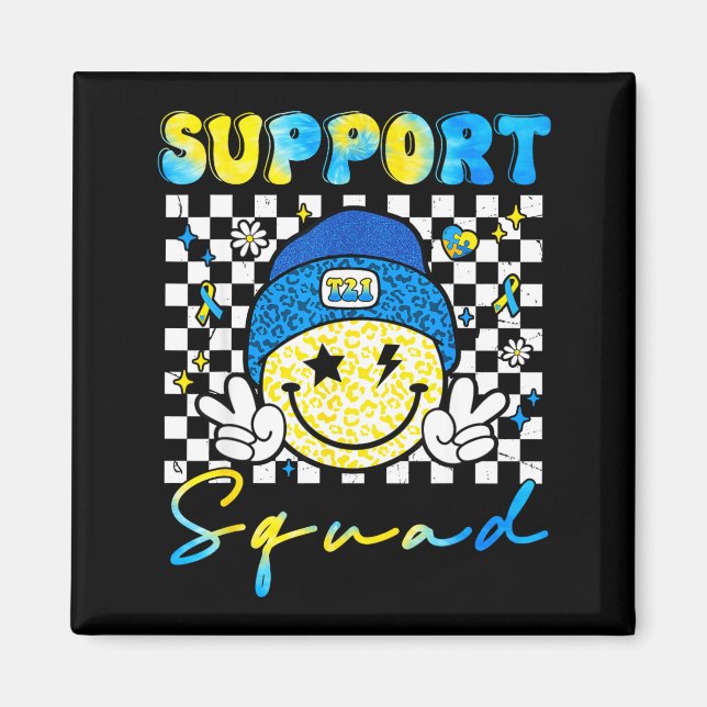 Aimant Équipe de soutien Groovy Sensibilisation au Syndro (Devant)