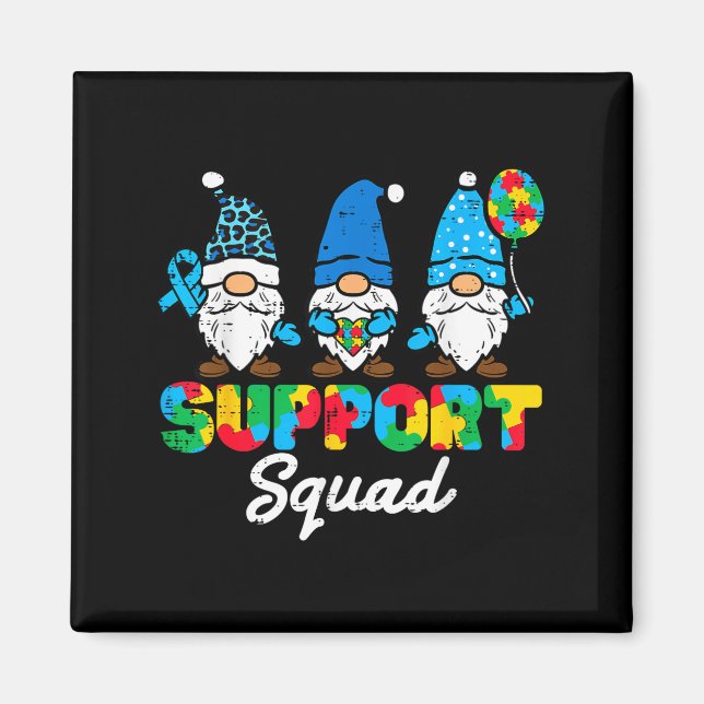 Aimant Équipe de soutien pour l'autisme Gnomes de sensibi (Devant)