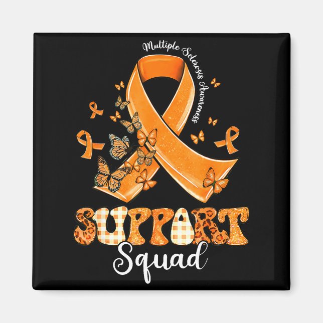 Aimant Équipe de soutien Ruban orange Papillon Sensibilis (Devant)