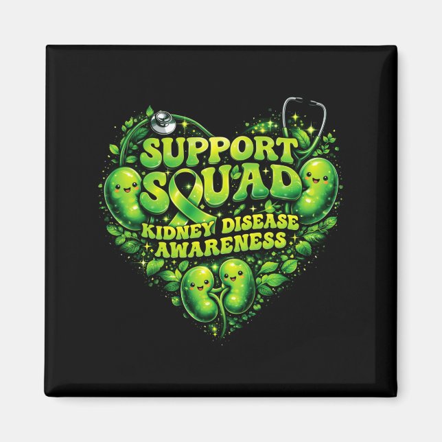 Aimant Équipe de soutien ruban vert papillon pkd maladie  (Devant)
