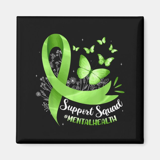 Aimant Équipe de soutien Ruban vert pour la sensibilisati (Devant)