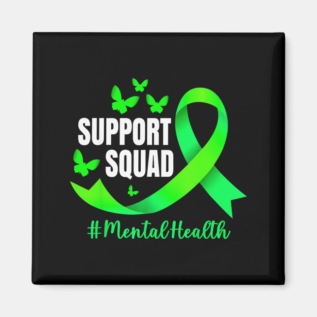 Aimant Équipe de soutien Ruban vert Sensibilisation à la  (Devant)
