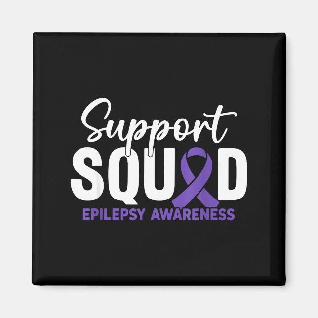 Aimant Équipe de soutien ruban violet sensibilisation à l (Devant)