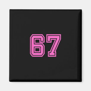 Aimant Équipe de sport rétro rose numéro #67