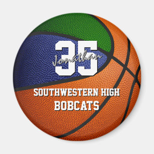 Aimant équipe de sports bleu vert couleurs cadeaux basket