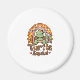 Aimant Équipe de tortue mignonne dessin vectoriel floral