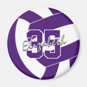 Aimant équipe de volley-ball blanc violet couleurs cadeau