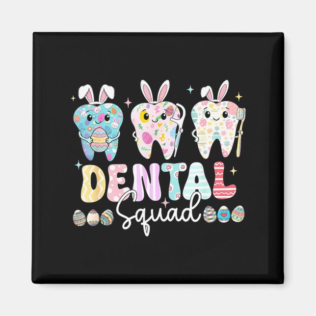 Aimant Équipe dentaire Funny Teeth Dentiste Joyeuse fête  (Devant)