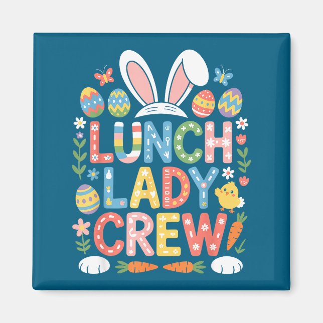 Aimant Équipe des dames de déjeuner Pâques Cantine Lapin  (Devant)