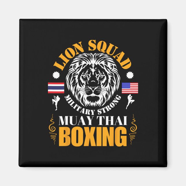 Aimant Équipe Lion Thaïlande Kickboxing Muay Thai Mma Ent (Devant)