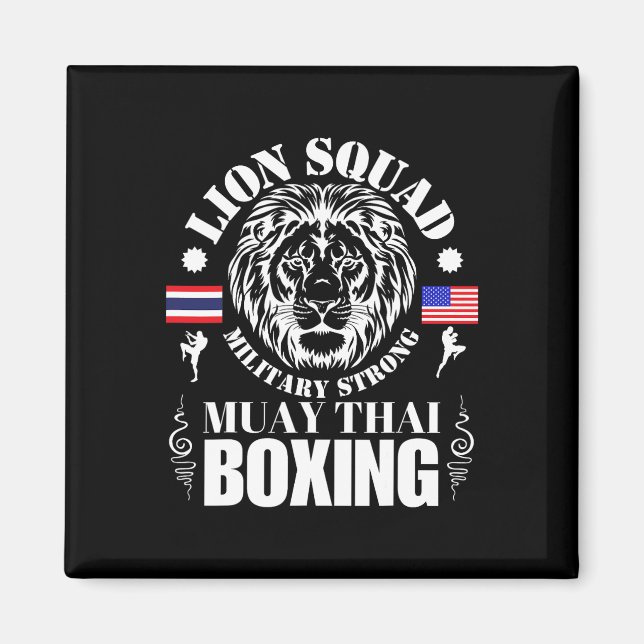 Aimant Équipe Lion Thaïlande Kickboxing Muay Thai Mma Ent (Devant)