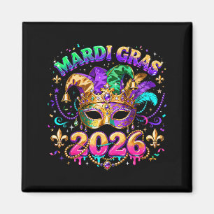 Aimant Équipe Mardi Gras 2026 Carnaval Masque Perles Desi