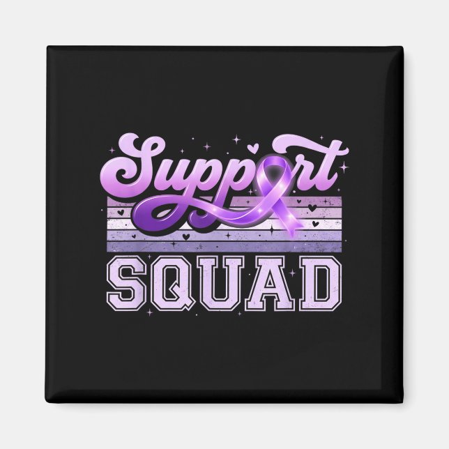 Aimant Équipe ruban violet groupe de soutien alzheimer (Devant)
