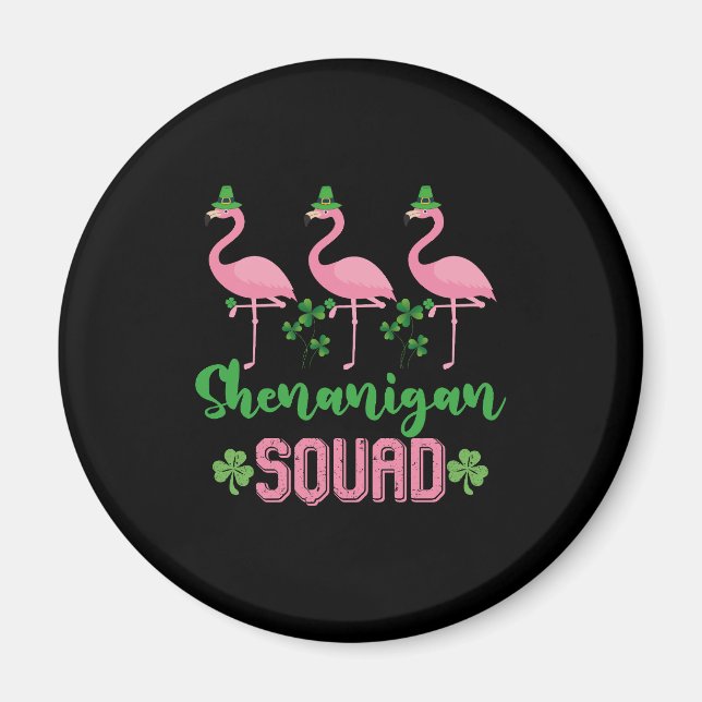 Aimant Équipe Shenanigan Flamingo Leprechaun St Patrick's (Devant)