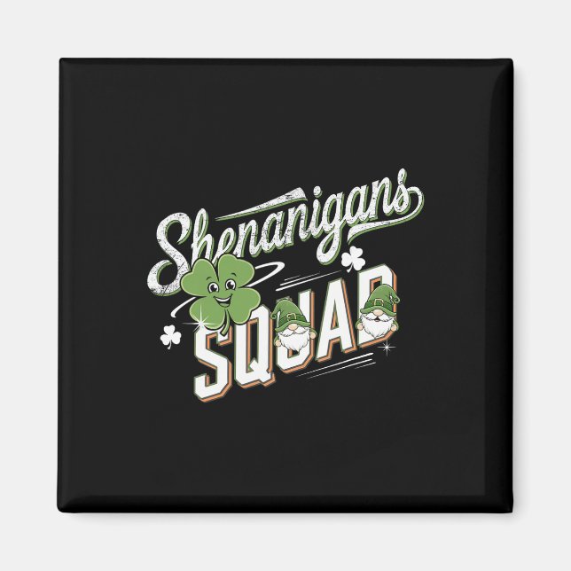 Aimant Équipe Shenanigans Gnome Mignon Shamrock Irlandais (Devant)