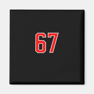 Aimant Équipe sportive blanche rouge numéro #67 Swea