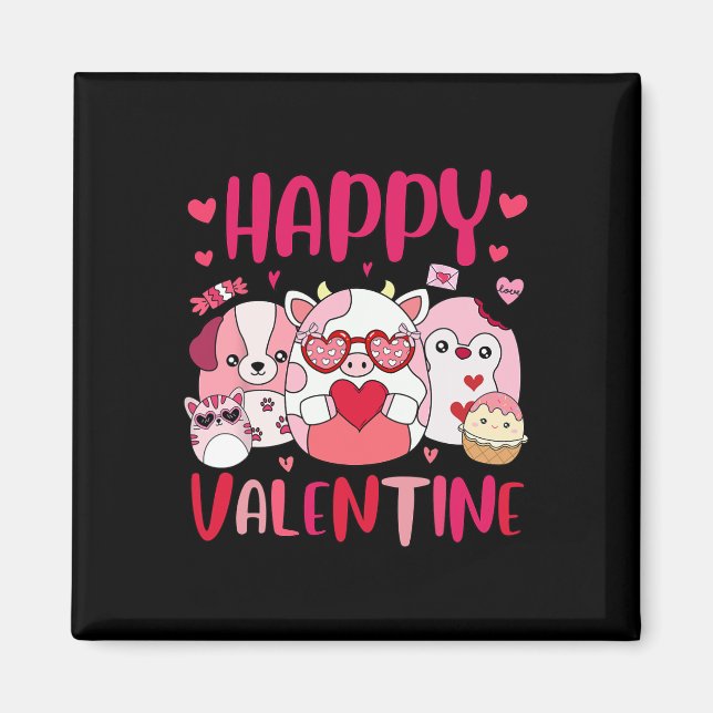 Aimant Équipe Squish Cadeaux de Saint-Valentin heureux Mi (Devant)