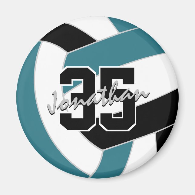Aimant Équipe turquoise de volley-ball noir couleurs cade (Devant)