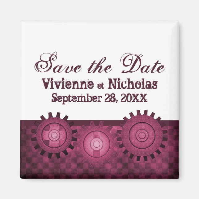 Aimant Équipements de Steampunk Save the Date Magnet, Fuc (Devant)