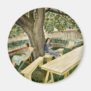 Aimant Eric Ravilious - Deux femmes dans un jardin, art
