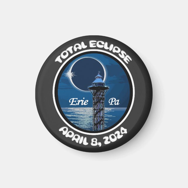 Aimant Erie Pennsylvanie Total Solaire Eclipse Avril 2024 (Devant)