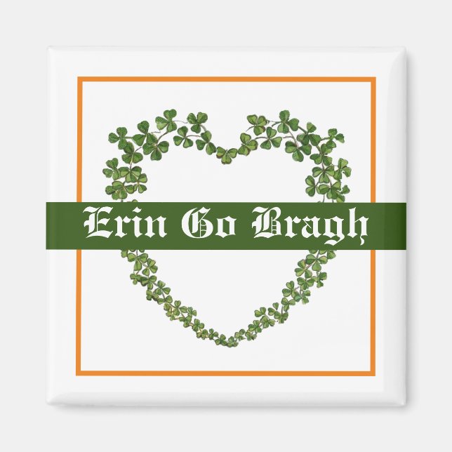 Aimant Erin Go Bragh Coeur Shamrock (Devant)