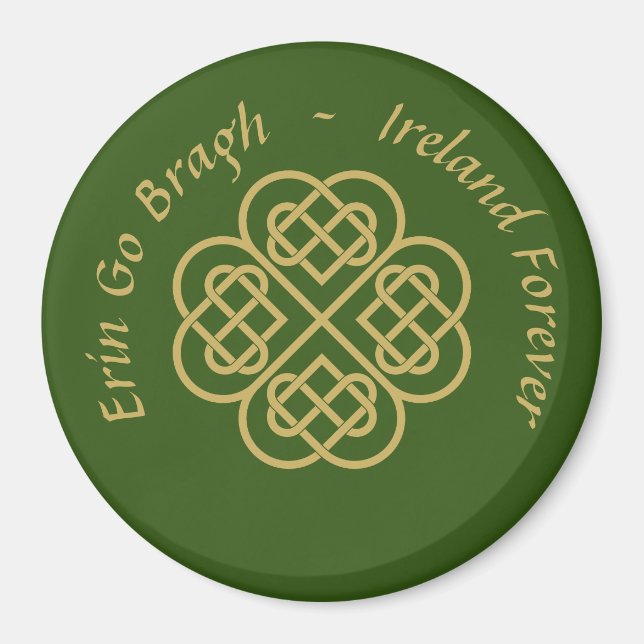 Aimant Erin Go Bragh Gold Celtic Shamrock (Devant)