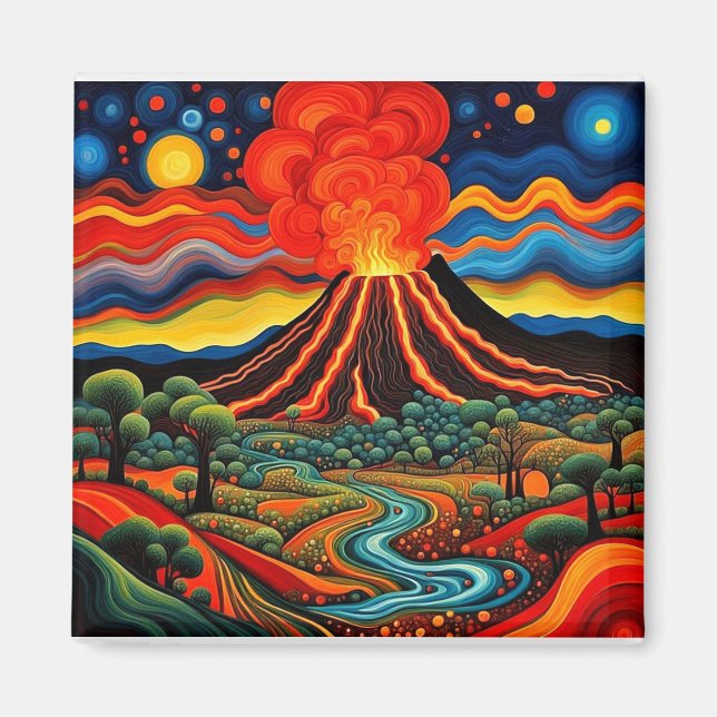 Aimant Éruption du volcan la nuit 6 (Devant)