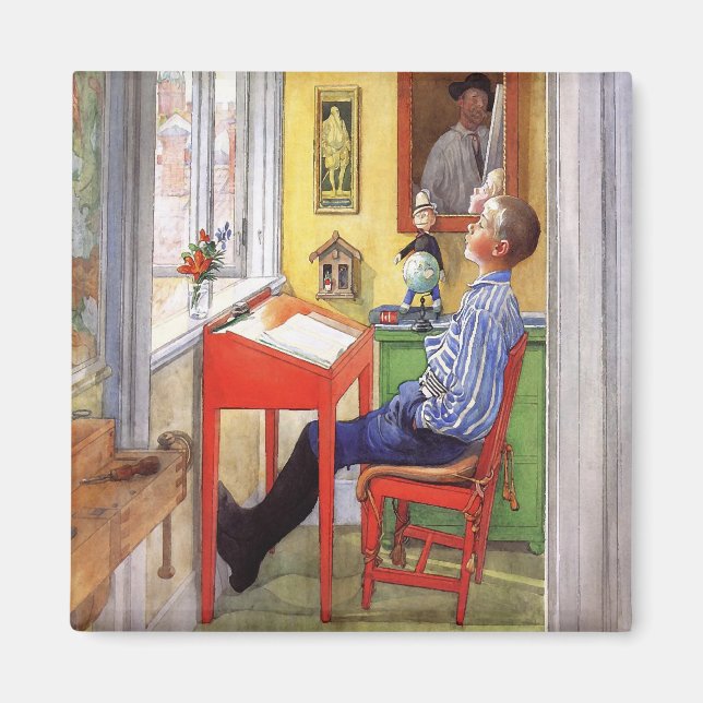 Aimant Esbjorn Faire ses devoirs par Carl Larsson (Devant)