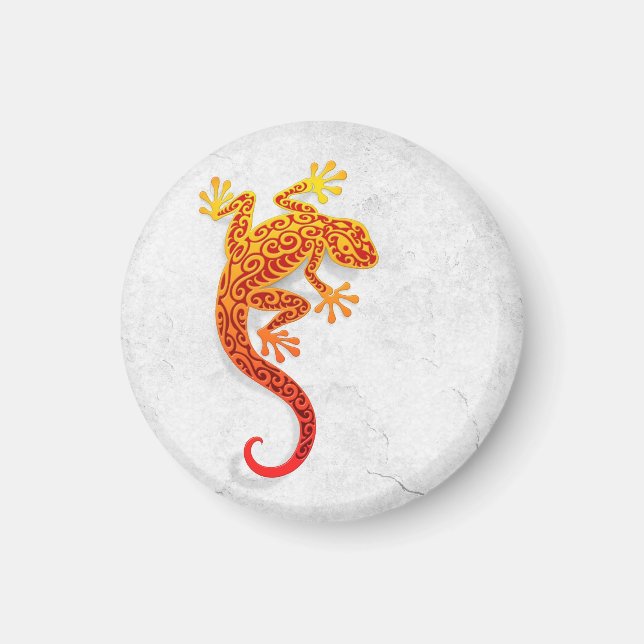 Aimant Escalade Gecko rouge sur un mur blanc (Devant)